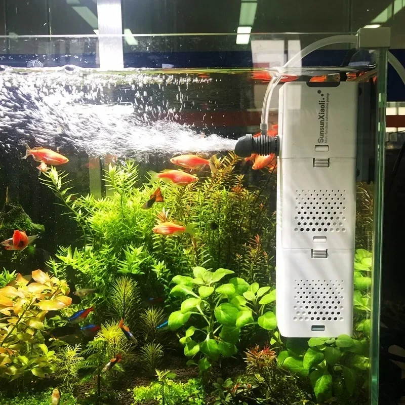 

Three-in-one fish tank filter with built-in circulating pump; small aquarium filter system; oxygen pump mute.