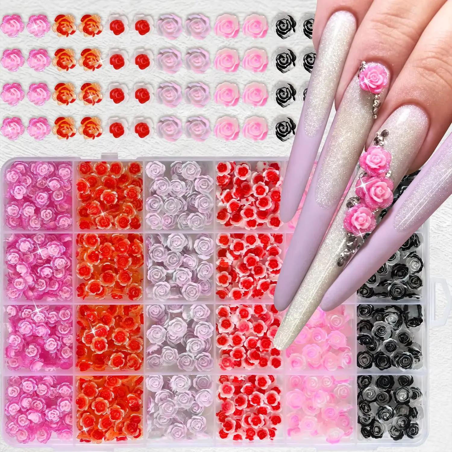 

1Box 3D Rose Nail Charms Multicolor Floral Nail Art Decorations Y2K Vintage Flower Nail Gems for Women DIY Manicure Nail Design*