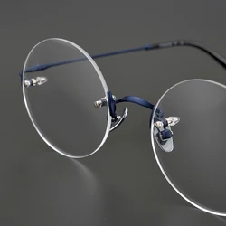 2025 Pure Titanium Round Rimless Glasses Frame Simple Fashion Men Women Small Faces Eyeglasses Light Weight Frameless Spectacles