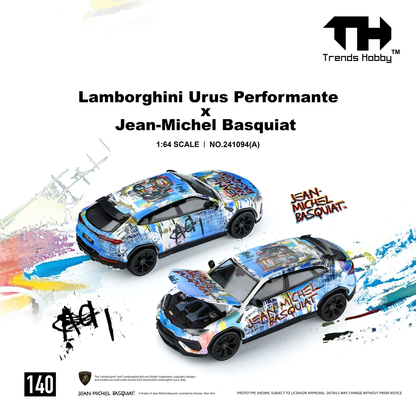 TH 1:64 Lamborghini URUS x Basquiat Co-branded Alloy Diecast Model Car Collectible