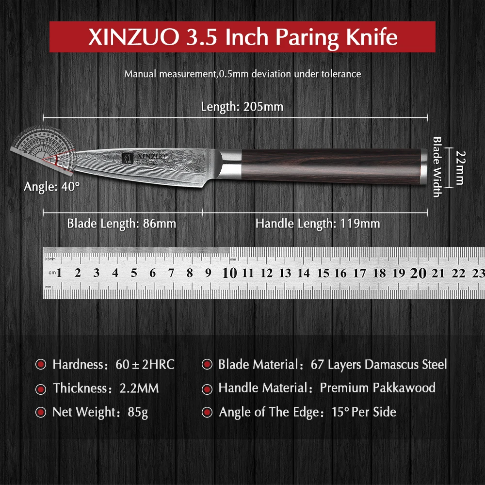 XINZUO 3.5 Inches Paring Knife 67 Layers Damascus Steel Kitchen Knife Knife Stainless Steel Fruit Peeling Knivese Table Cutter