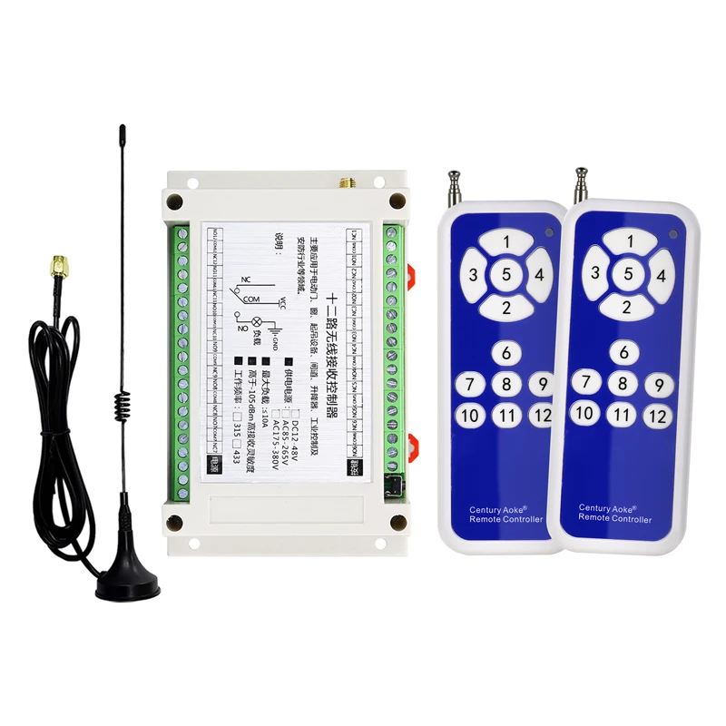 

DC12V 24V 36V 48V12CH RF Wireless Remote Control Switch Radio Receiver With1000M Long Distance Remote controller Suckers antenna