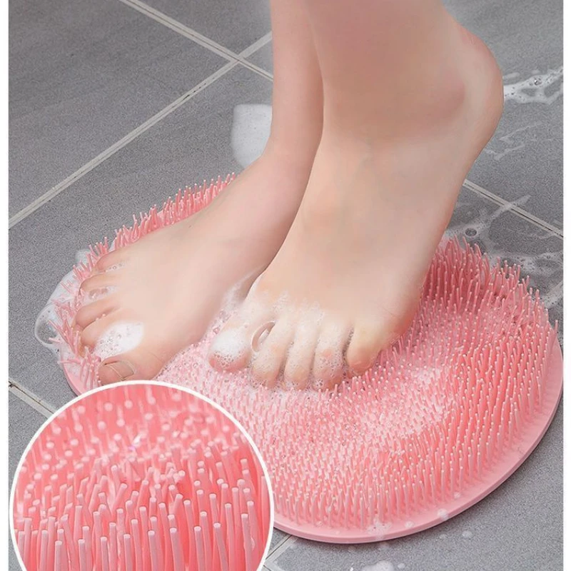 Foot Wash Brush Rub Back with Sucker Brush Bathroom Tool Foot Massage Pad Shower Massage Mat Exfoliating Bath Pad Bath Sponge