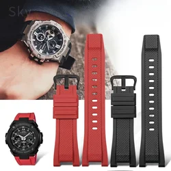 For Casio Gst100 Silicone Concave Interface Watch Strap Original GST-W300 400g S120 B100 Men Staless Steel Buckle Accessories