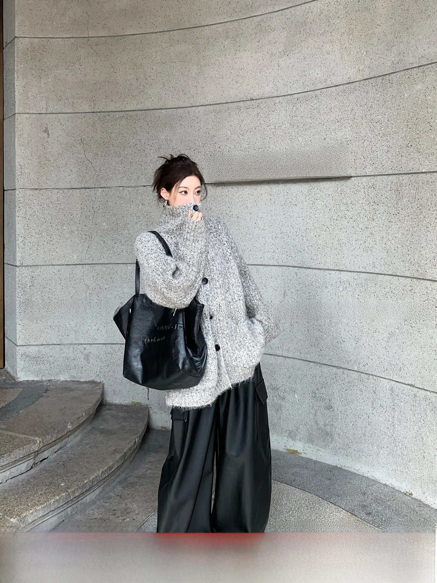 

Вязаный свитер женский GV Big Brother Ci свободного кроя, новый, теплый, с воротником-стойкой, разноцветный, для зимы