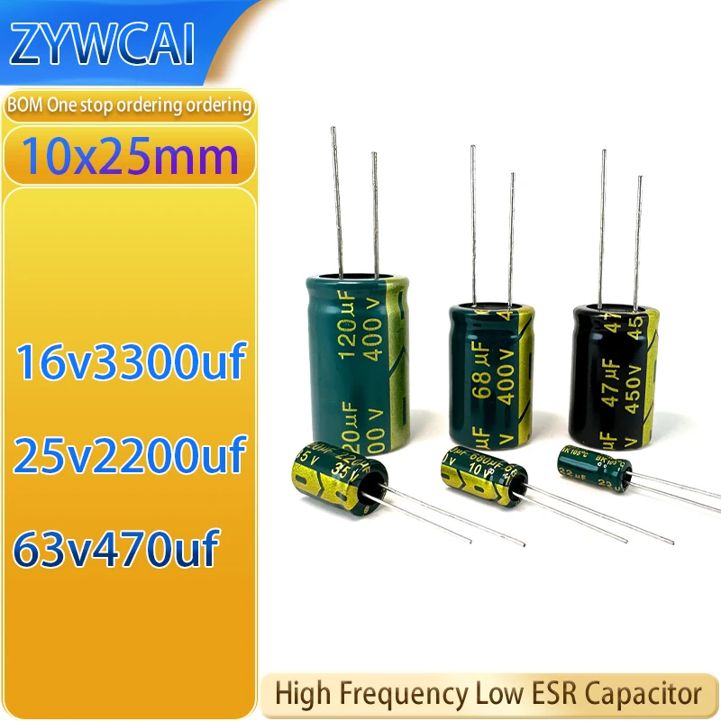 

10x25 16v3300uf 25v2200uf 63v470uf 10PCS High frequency low resistance capacitor