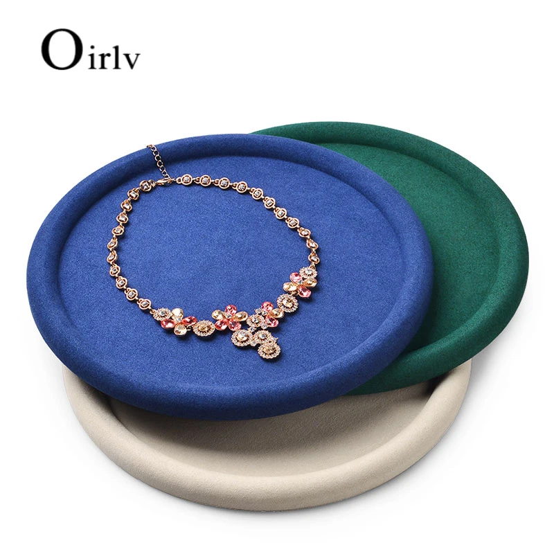 Oirlv Round Microfiber Jewelry Display Trays Shop Counter Jewelry Storage Pallet for Bangle Necklace Ring