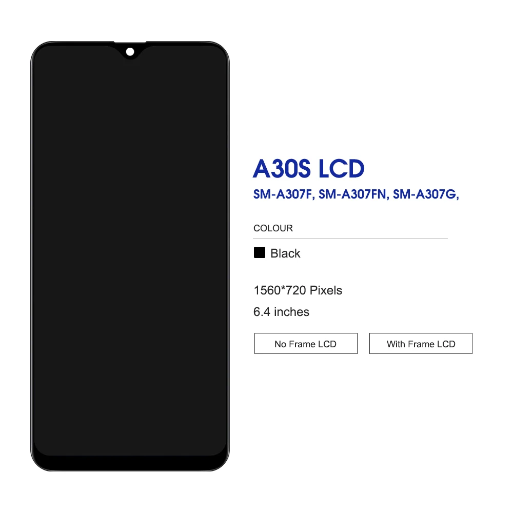 6,5 "Новый AMOLED для Samsung A30s A307 SM-A307FN ЖК-дисплей, сенсорный экран, дигитайзер для Samsung A30S с рамкой, сменный экран