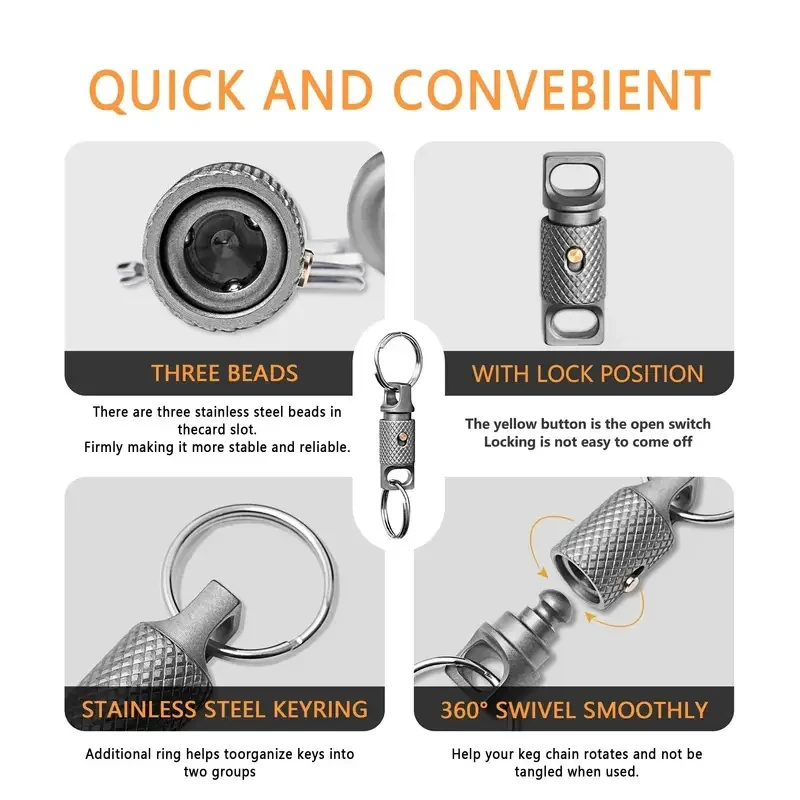 سبائك التيتانيوم سلسلة المفاتيح الصغيرة المحمولة تفكيك سريع أداة EDC المنزلية في الهواء الطلق #5