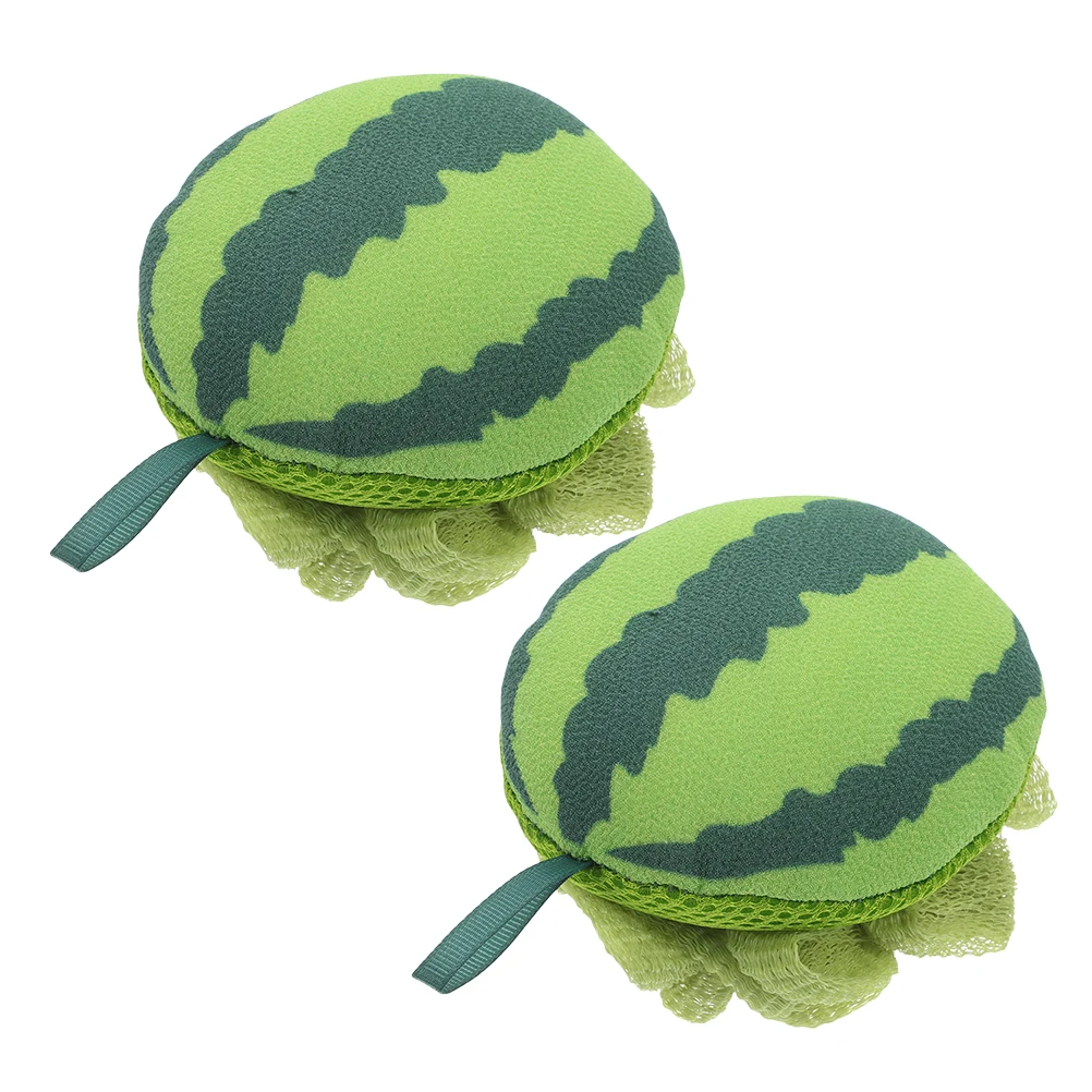 

2 Pcs Watermelon Bath Scrubber Exfoliating Body Sponge Shower Towel Loofah Skin Cleaner Dual Use Bathing Tool for Home Travel