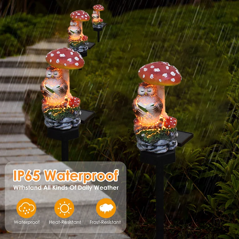 Solar Owl Garden Light Outdoor babbo natale lampada a fungo LED Landscape Lawn Lantern decorazione statua in resina impermeabile per la festa/natale