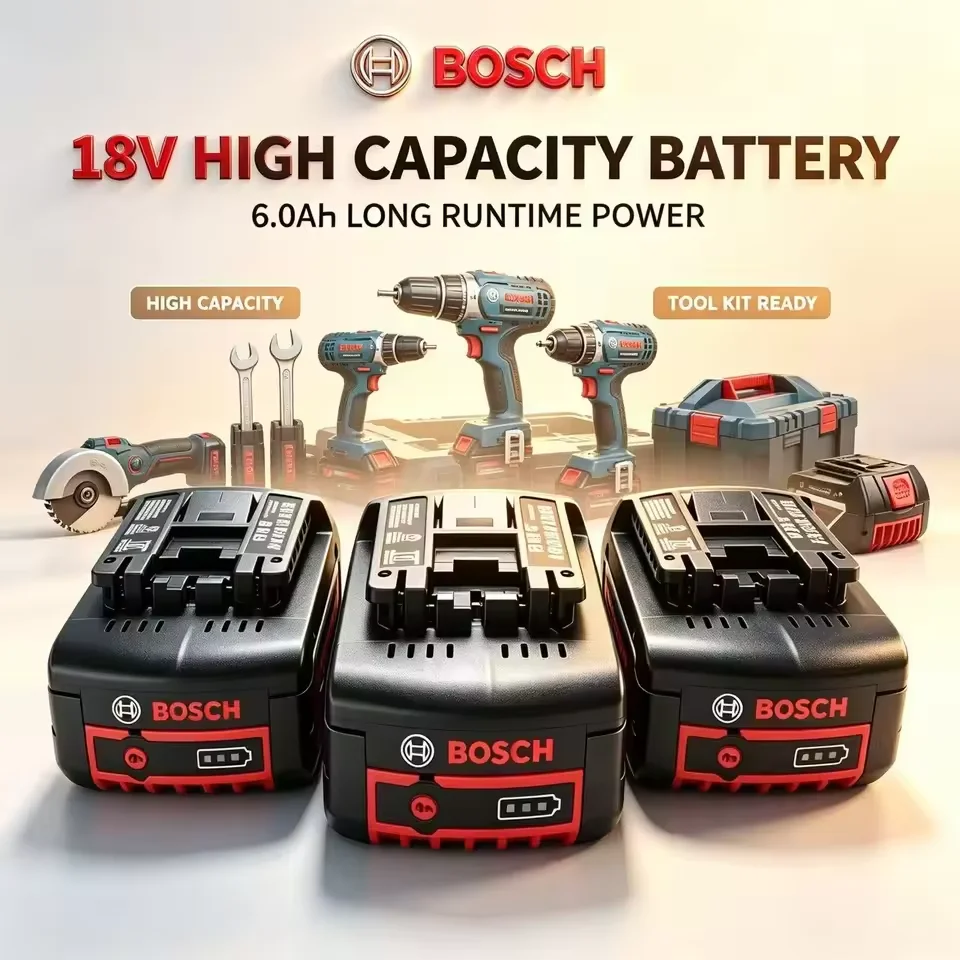 100% Original Bosch 18V 6.0Ah, Professional Lithium Battery, Bosch BAT609 BAT609G BAT618 BAT618G Rechargeable Power Tool Battery