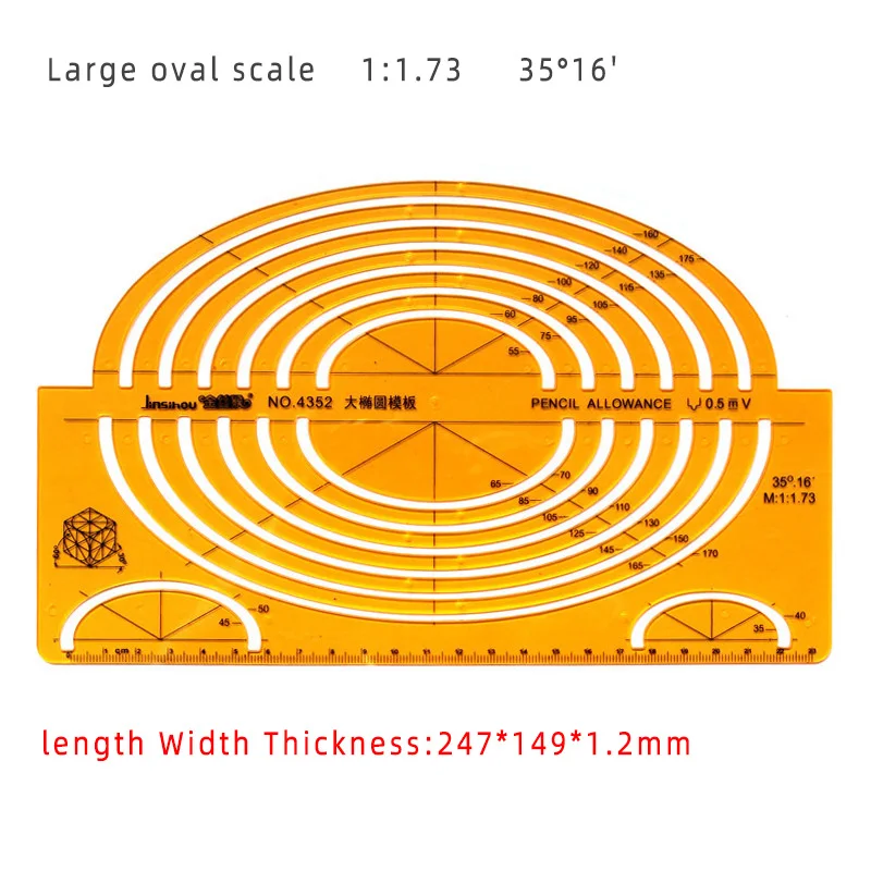 Template Measuring Ruler Circular Oval Ruler Durable K Resin Drawing Design Furniture Architect Template Drafting Ruler