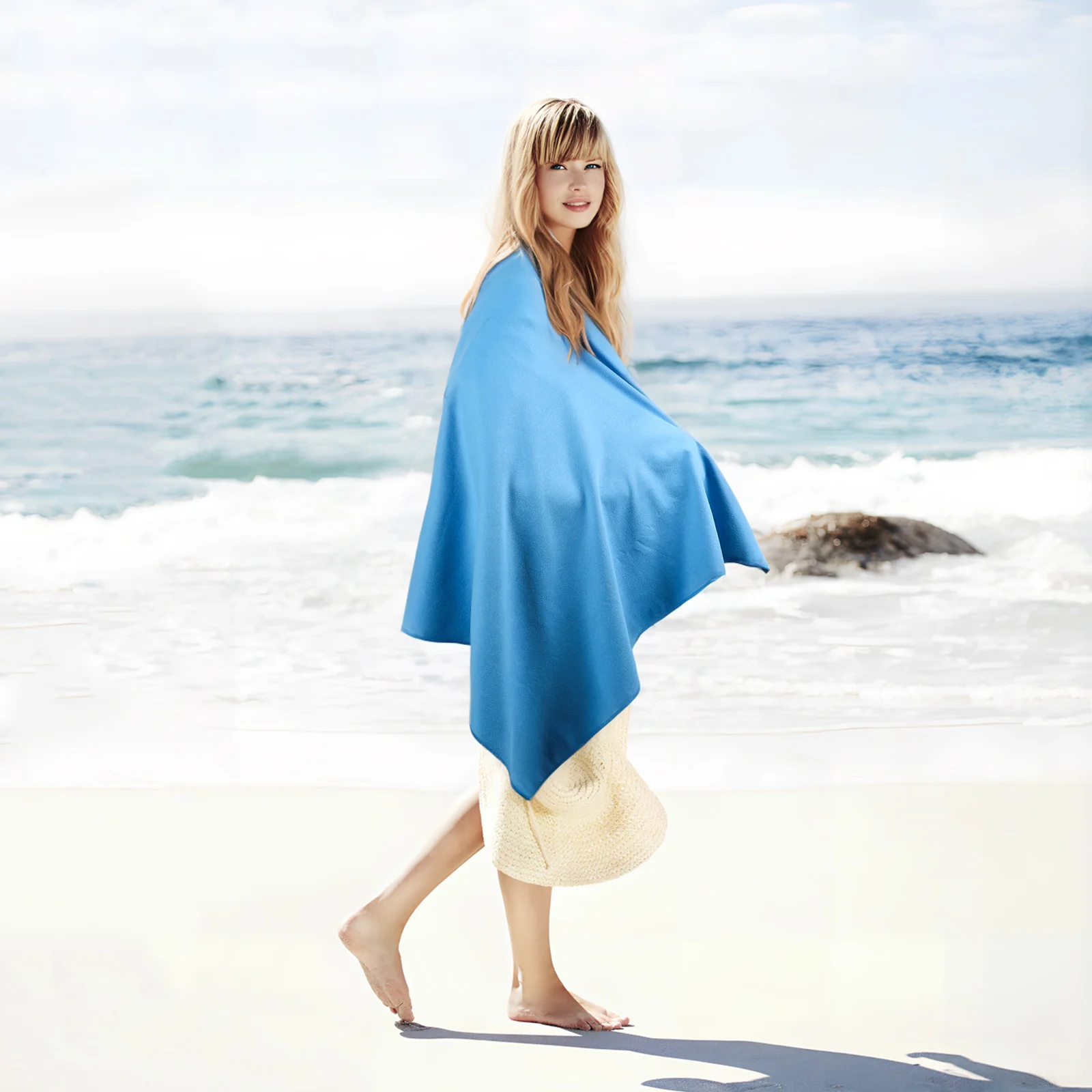 

Microfiber Towel Quick-drying Sports Microfibre Beach Portable Lightweight Sky-blue Fitness