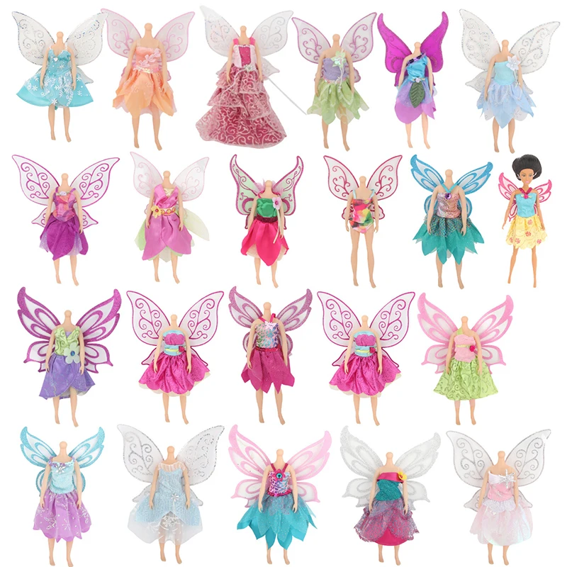 Fashion Doll Clothes Fairy Dress For Gauze Skirt  Butterfly Wing Skirt Fairy Dress With Butterfly Wings Clothes Accessories