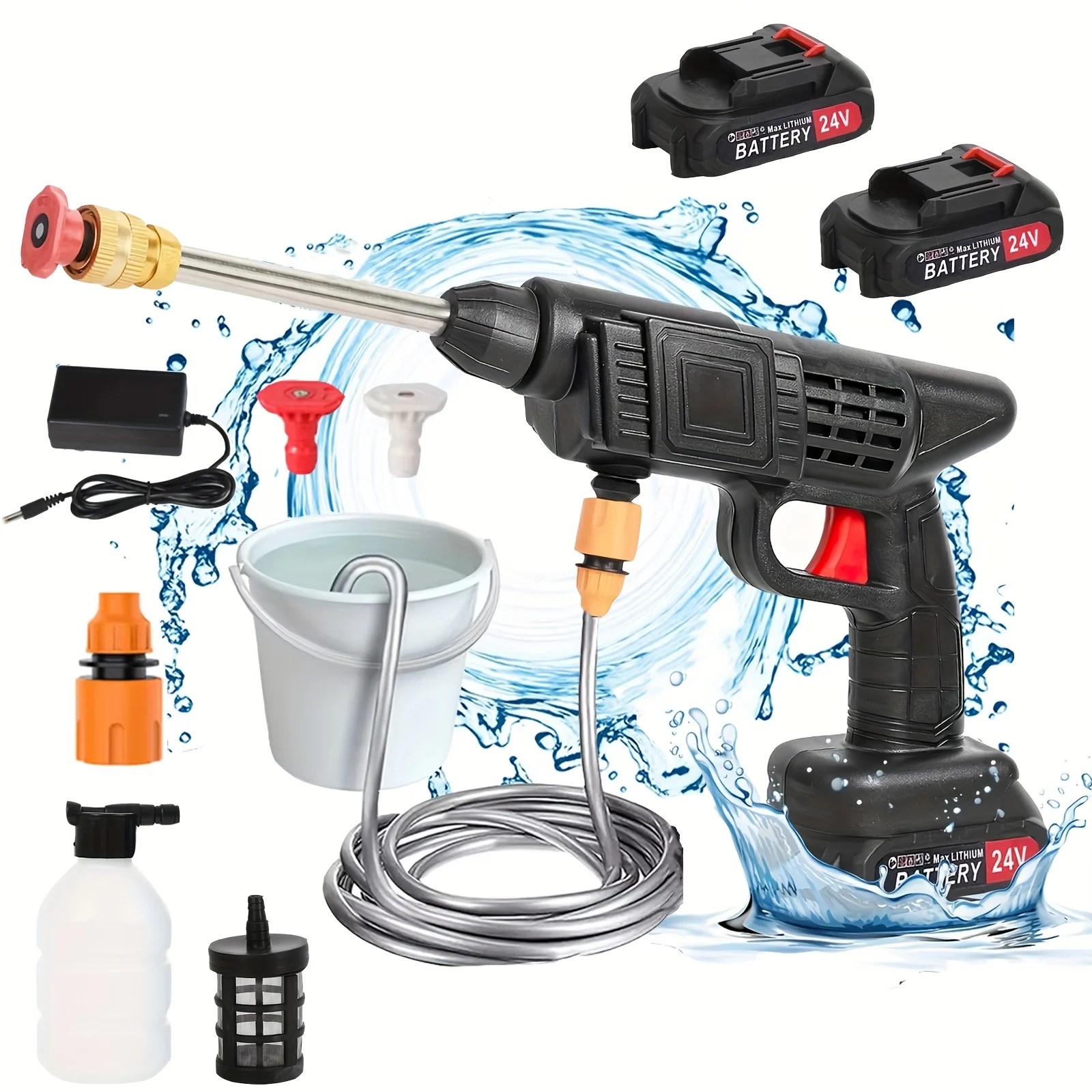 Palanca de alta presión inalámbrica de 50bar, pistola de agua pulverizada para lavado de coches, lavadora de agua a presión para batería Makita de 24V