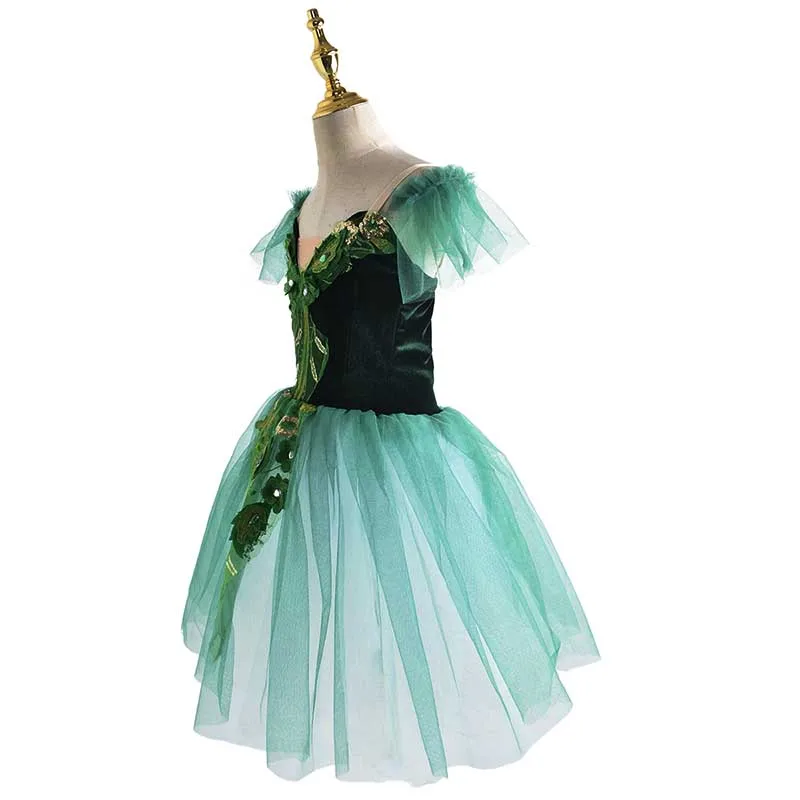 2024 Green Romantic Ballet tutu Dress for adult Professional competition Giselle Ballerina Women costume Ballet Long skirt