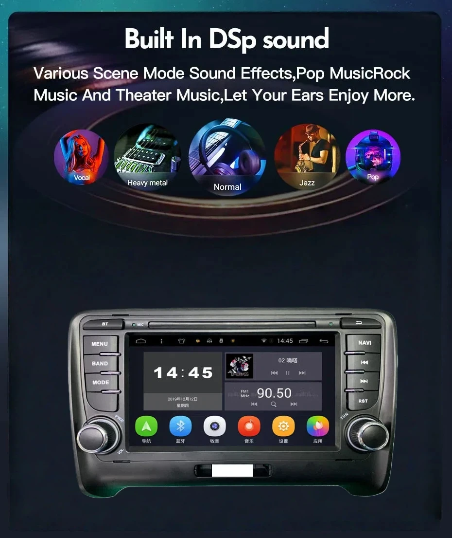 Autoradio for Audi TT MK2 8J 2006-2014 7 inch GPS Navi Android -Core 4+64G Stereo Car Radio Player Audio RDS Carplay BT   5.0