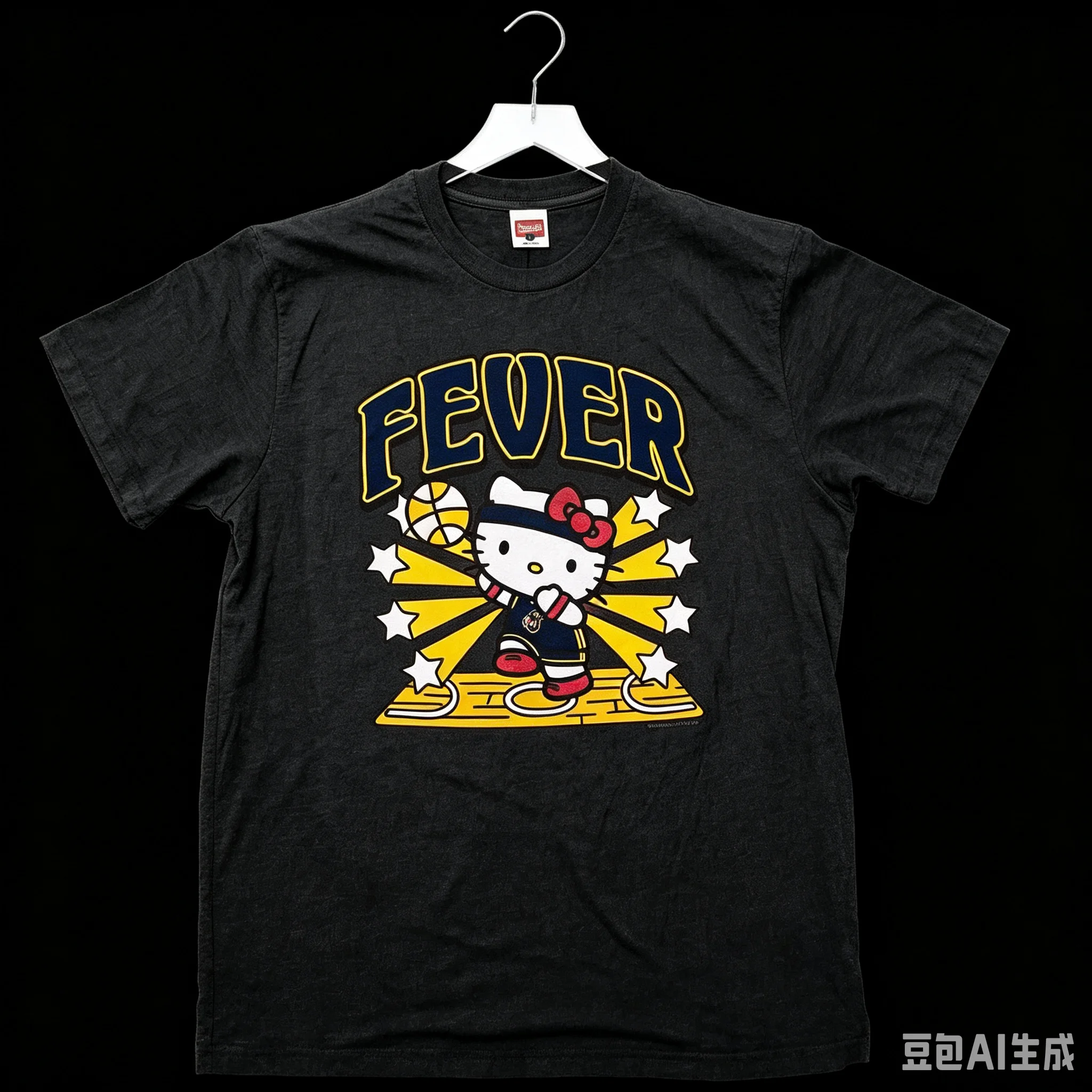 Hello Kitty Fever Basketball Vintage Graphic T‑Shirt O‑Neck Short Sleeve Loose Cotton Sport Cartoon Streetwear Casual Tee Tops