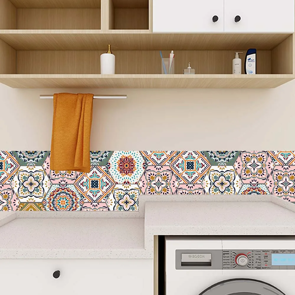

10pcs/set PVC Floor Wallpapers Hexagon Self Adhesive Decor For Kitchen Bathroom Waterproof Art Muralsl Decal Tile Wall Stickers