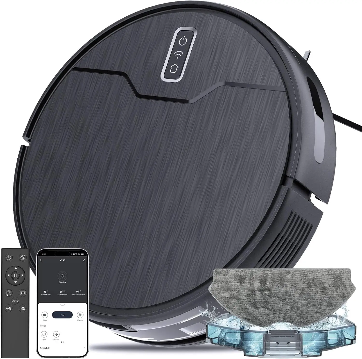 

Smart Robot Vacuum Mop Combo, 6 Cleaning Modes, Large Tank, Self-Charging, WiFi App Alexa for Hard Floors Carpets Pet Hair