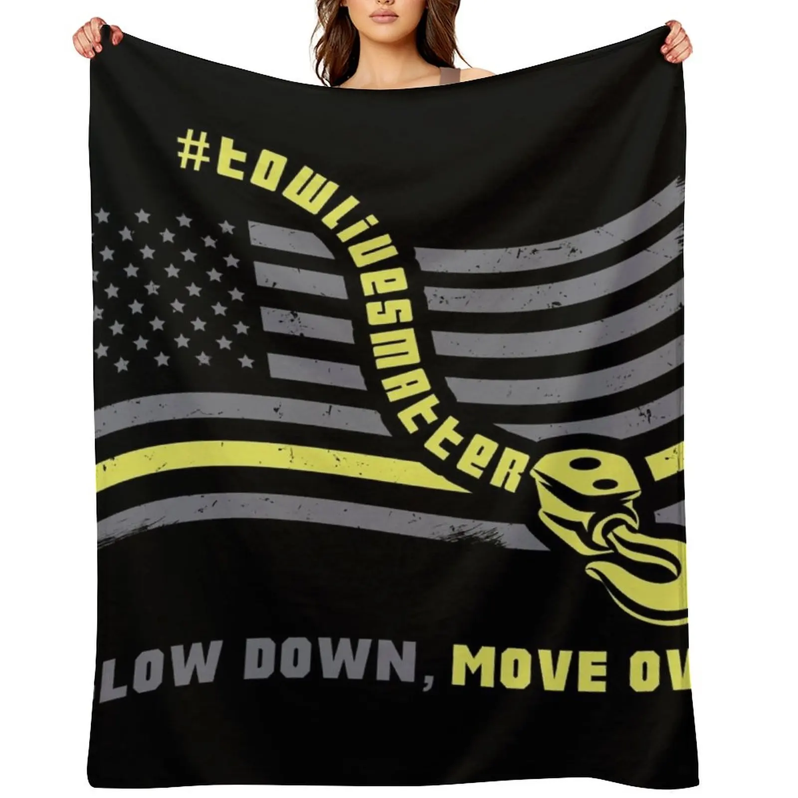 

Slow Down Move Over - Tow Truck Operator Gift Throw Blanket Tourist Cute Plaid Decorative Beds Travel Blankets