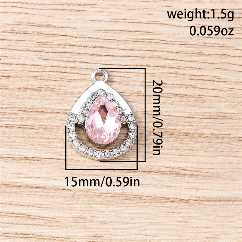 10 Stück, 15 x 20 mm, zarte Kristall-Wassertropfen-Anhänger zum Basteln von Schmuck, Ohrringen, Halsketten, Armbändern und als Accessoires für DIY-Geschenke. – Detail 1