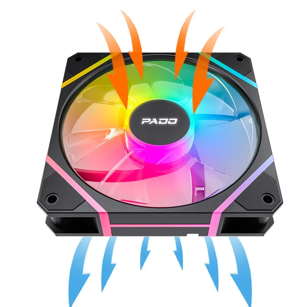 Aigo Pado G12 Computer Case Fan Ventoinha PC 120mm Rgb Fan Kit Water Cooler 4pin PWM CPU Cooling Fan 3pin5v Argb 12cm Ventilador