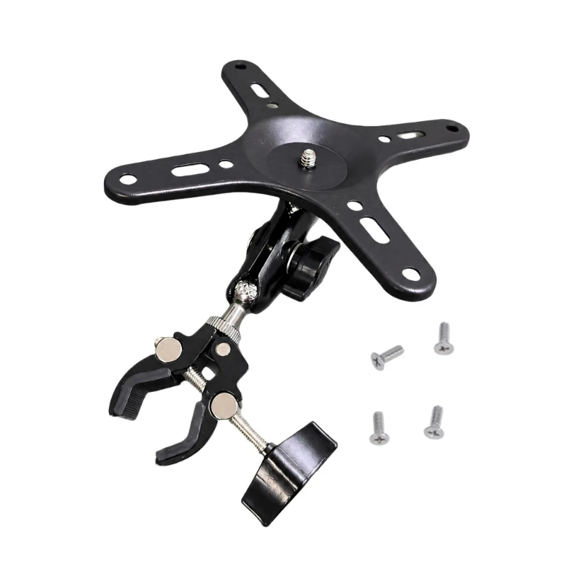 Portable Monitor VESA Clamp Mount, Round Tube Screen Holder in Metal with Jointed Viewing Control for Secondary Desk E65A