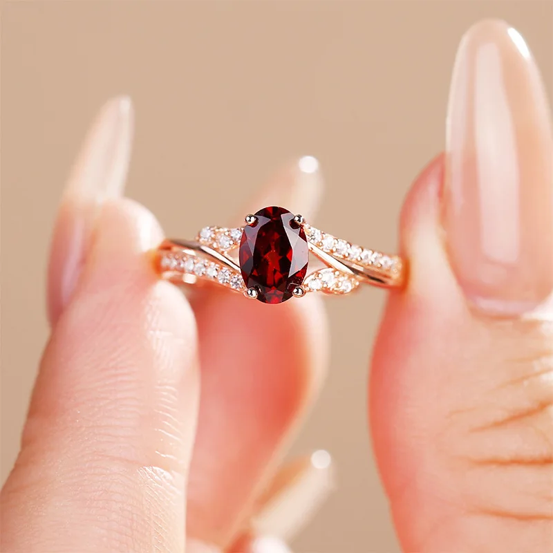 HuiSept Fashion 925 Silver Jewelry Ring with Ruby Zircon Accessories for Women Wedding Promise Party Gift Finger Rings Wholesale