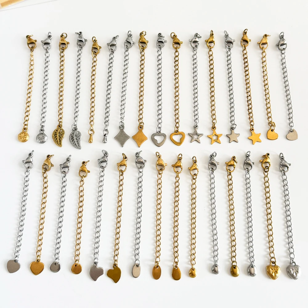 تصميم ودي 100 قطعة سلسلة تمديد من الفولاذ المقاوم للصدأ/صناعة يدوية/إكسسوارات مجوهرات/موصلات/خطافات ومشابك ذاتية الصنع # 195337