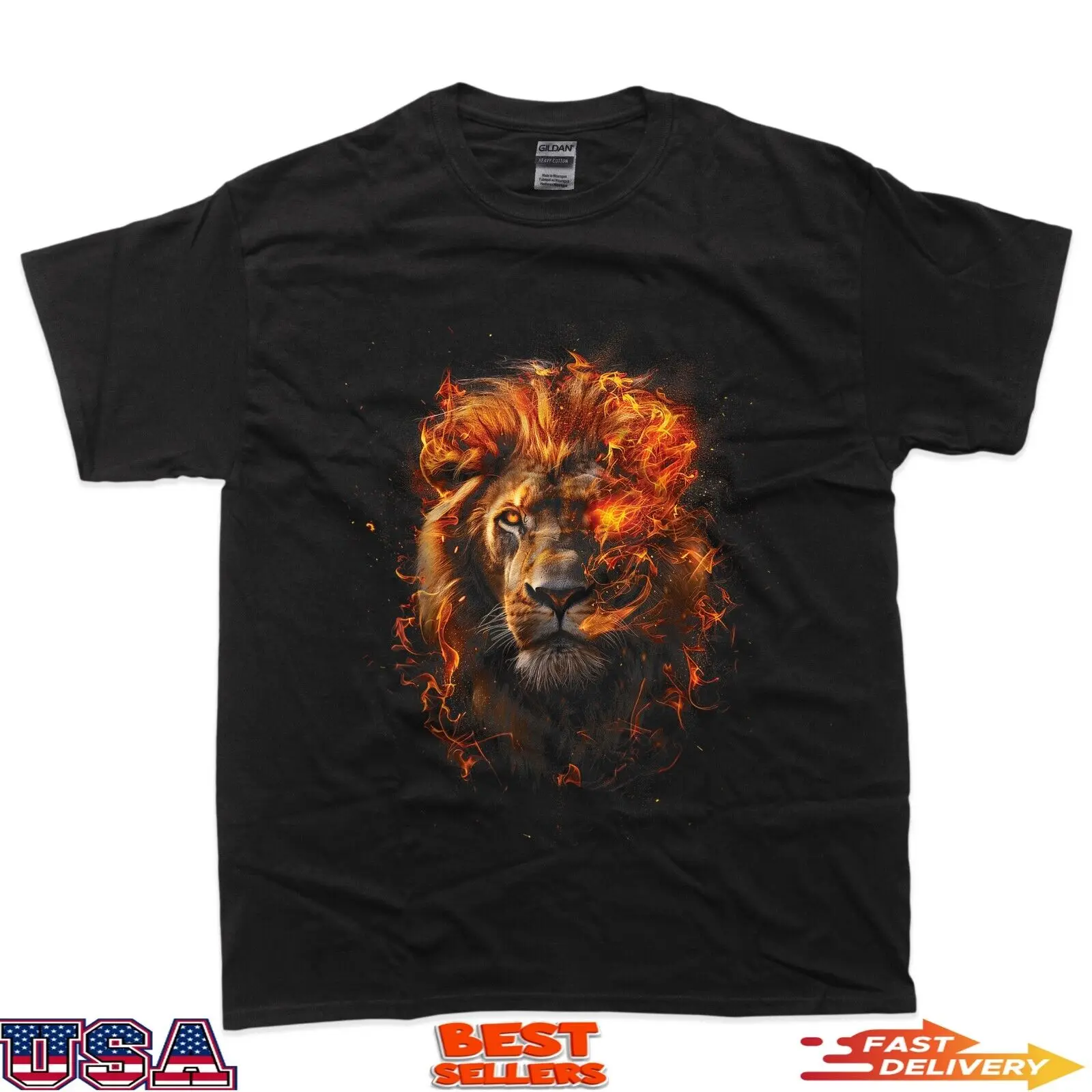 Lion Head T Shirt  Fire Sign Leo Face T-Shirt