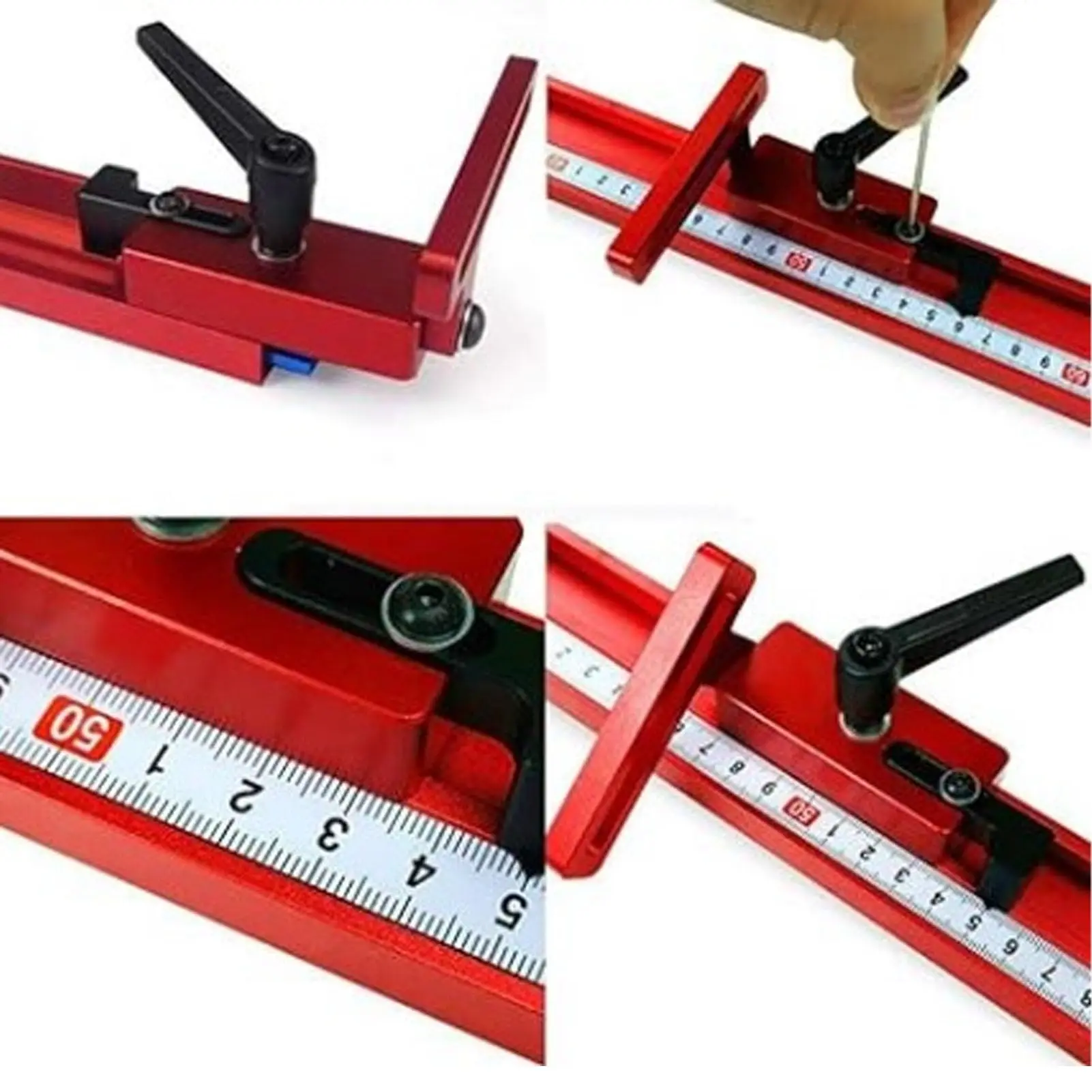 45 Type Miter Track Stop, 90° Rotatable Handle, T Track Woodworking Limiter Adjustable Stop Block for Table Saws Router Tables