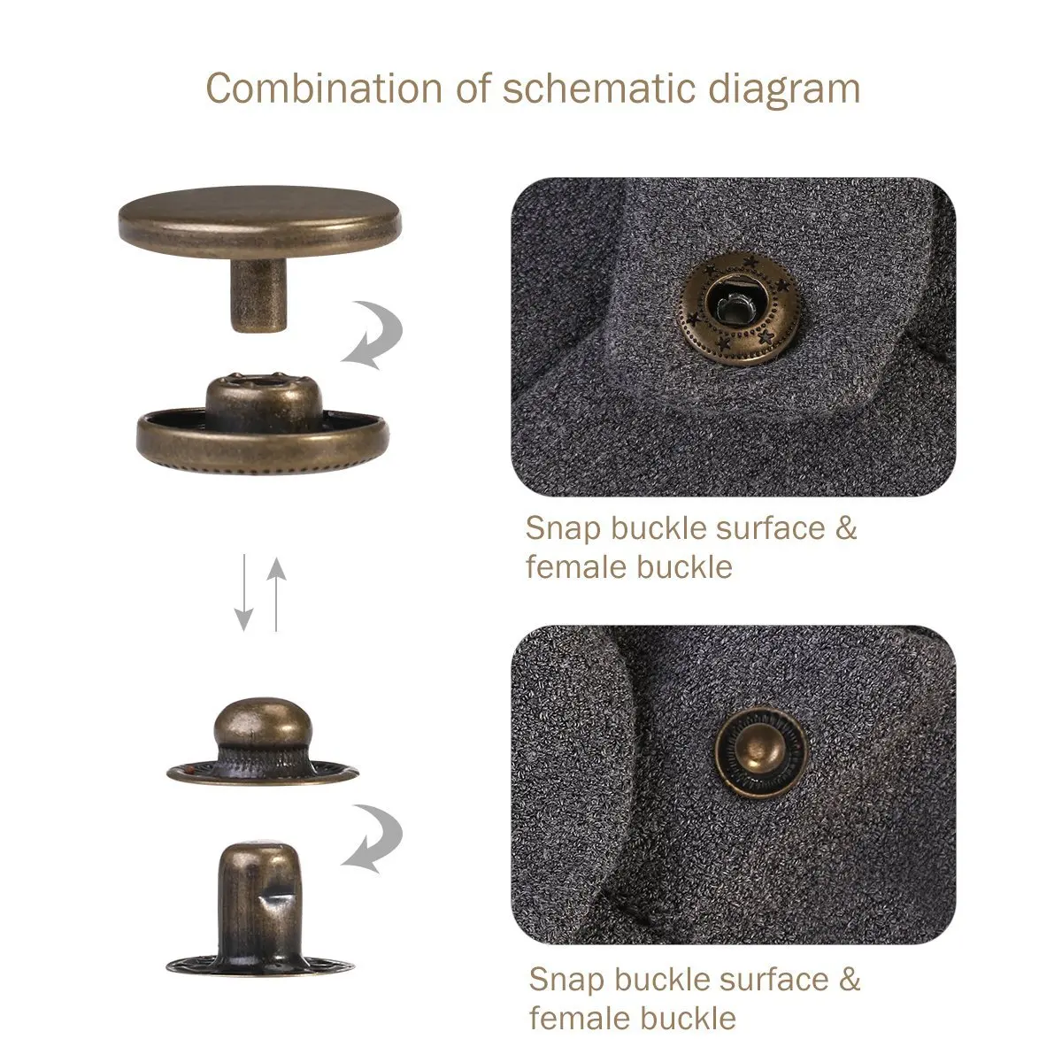 Druckknopf-Set, 12,5 mm, Metall-Druckknöpfe für Kleidung, Basteln, Taschen, Schuhe, Kragen, Gürtel, Jeans, perfekte Passform, Einstellknopf, DIY-Schneider – Detail 7