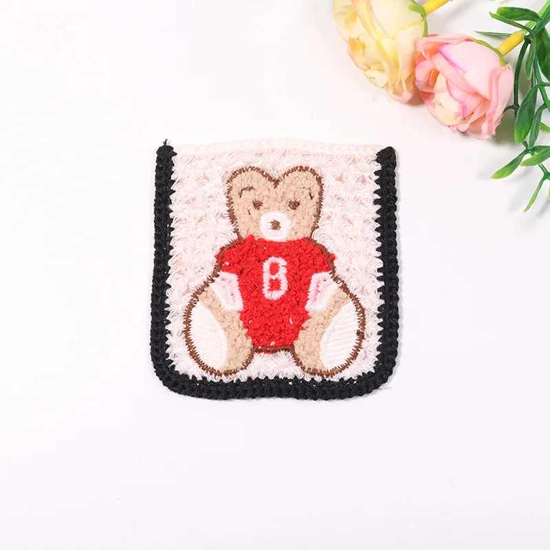 Pegatinas de tela de cabeza de oso de bolsillo de dibujos animados, accesorios decorativos de puente DIY, accesorios de ropa, parche bordado, pegatina, 4 piezas, nuevo