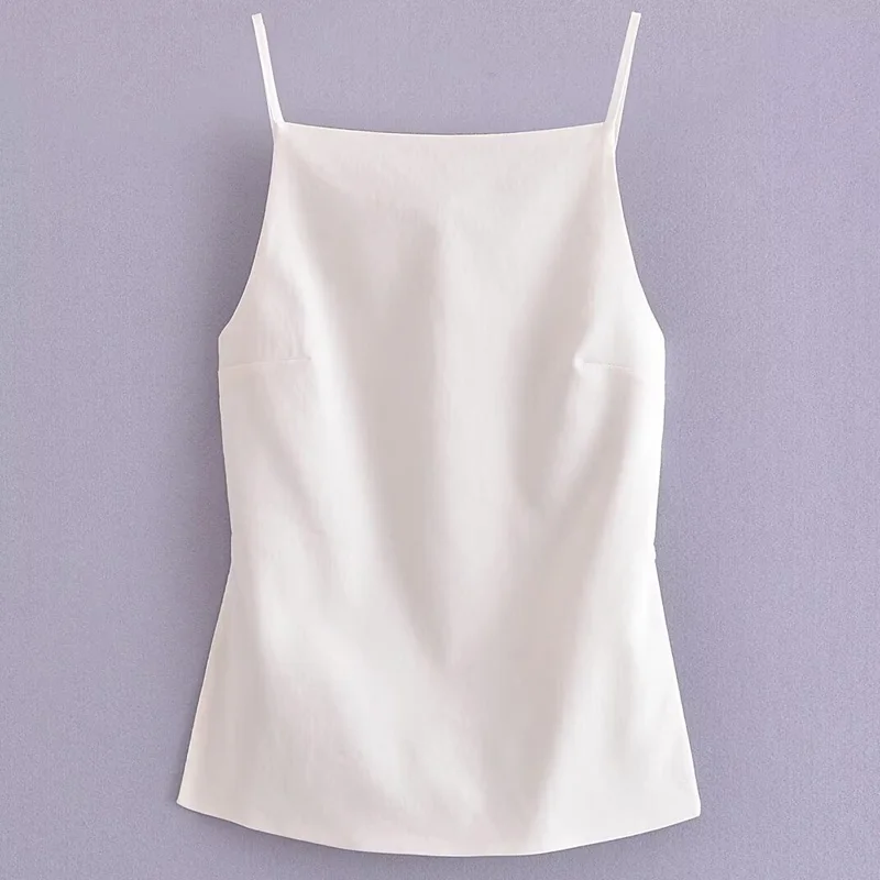 HXAO White Off Shoulder Top Women Thin Straps Backless Bandage Tube Tops Sexys Black Sleeveless Tank Tops Basic Tops Woman 2024