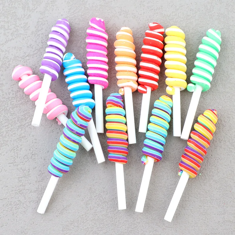 10pcs Simulation Soft Clay Candy Polym Clay Christmas Diy House Decoration Cute Lolly Candy Miniature Decor Accessories