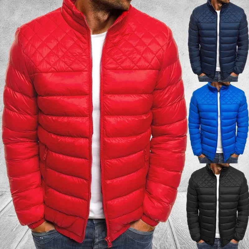 2026 Autumn Winter Men's Stand-up Collar Zipper Cotton Jacke Tops Warm Comfortable Man Jackets Tops Comfortable Down Jacket