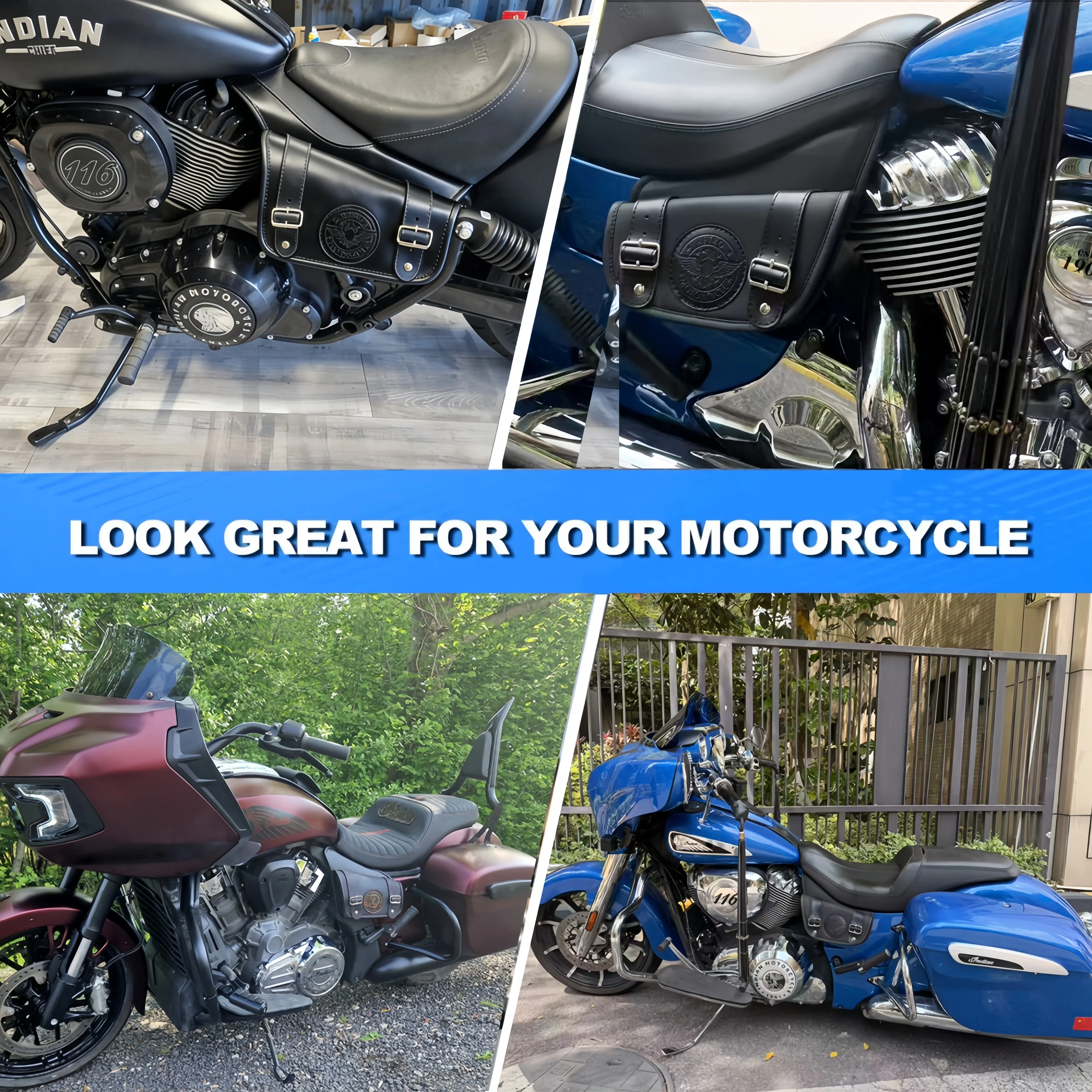 20-26 Motorcycle Heat Shield Side Tank Waterproof Storage Bag Engine Cowl Bag For Indian Challenger Pursuit Chieftain,Roadmaster