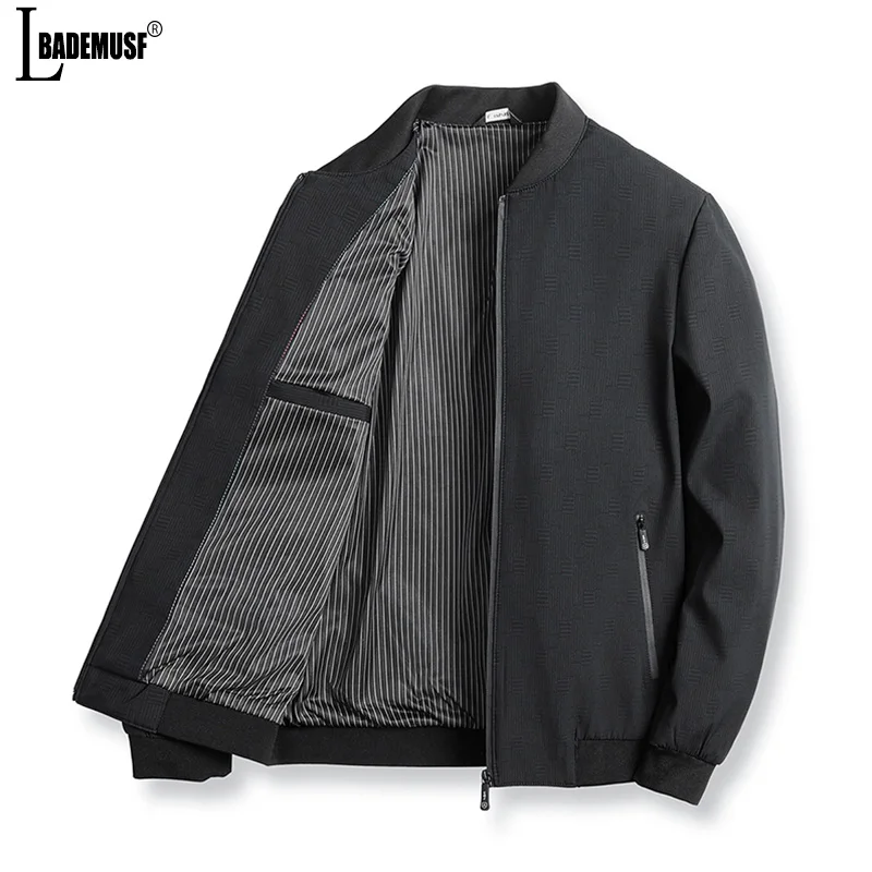 2024 Spring Autumn New Man Business Affairs Leisure Fashion Jacket Solid Zipper Pocket Coat Ventilation Stand Collar Man Tops