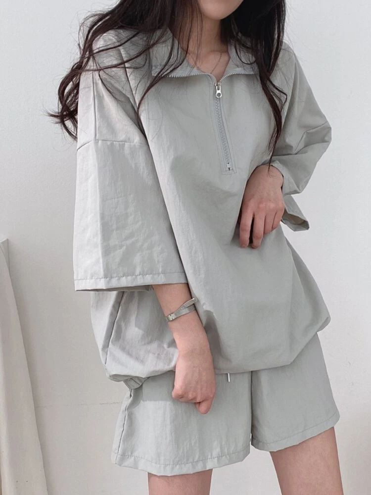 

Faionable Loose Ne Top Широкий комплект orts Женский повседневный спортивный костюм из двух предметов в стиле ретро Ele Удобный
