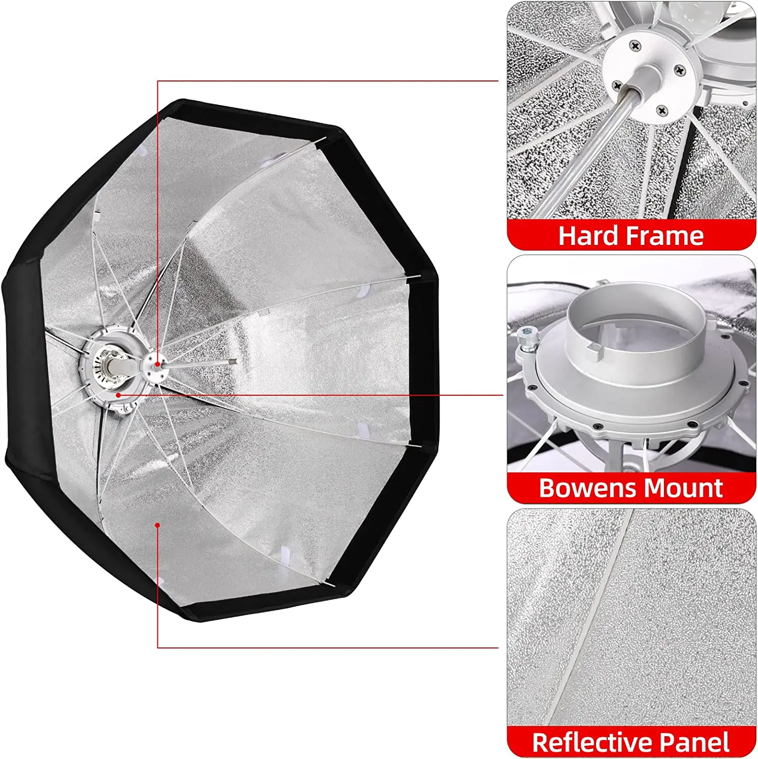 Imagem -04 - Godox Sb-ue Guarda-chuva Softbox Octagon Refletor com Grade Favo de Mel para Velocidadelight Flash Bowens Mount 32 80cm 37 95cm 47 120cm