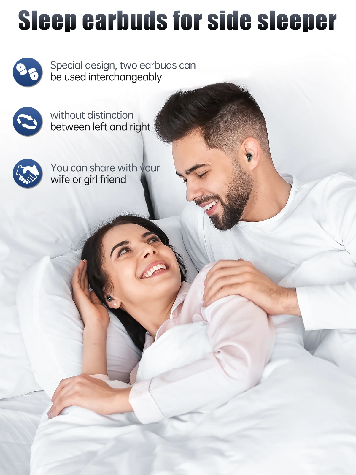 سماعات بلوتوث لاسلكية سماعات النوم للنوم من أجل النائمون الجانبية سماعات أذن صغيرة غير مرئية BT 5.4 سماعات رياضية مع ميكروفونات شفافة عالية الدقة