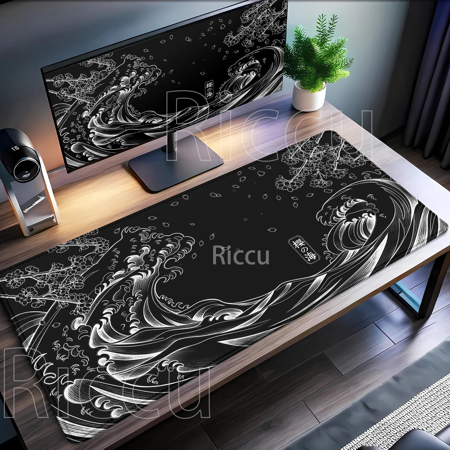 Mousepad Sakura Waves Cherry Blossom Art Gaming Cartoon Mouse Pad Keyboard Overlock Office Accessories HD Printing XXL Desk Mat
