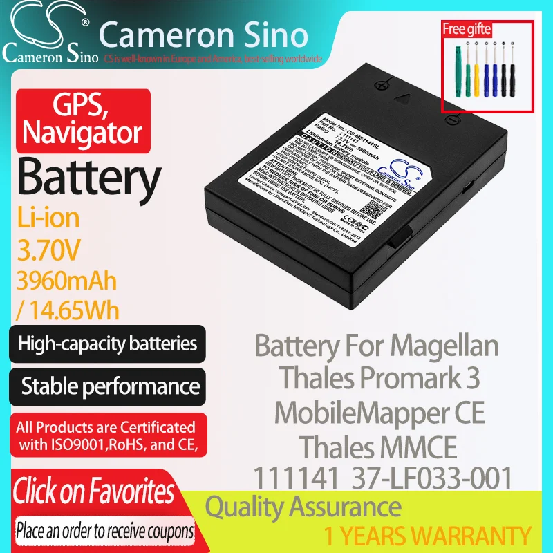 CameronSino Battery for Magellan Thales Promark 3 MobileMapper CE Thales MMCE fits Magellan 111141 980782 GPS,Navigator battery