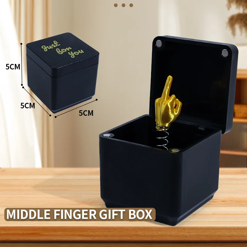 Creative 3D Printed Prank Gift Middle Finger Novelty Christmas Gift Adult Toy Surprise Pop Up Box with Screws Annoying Present