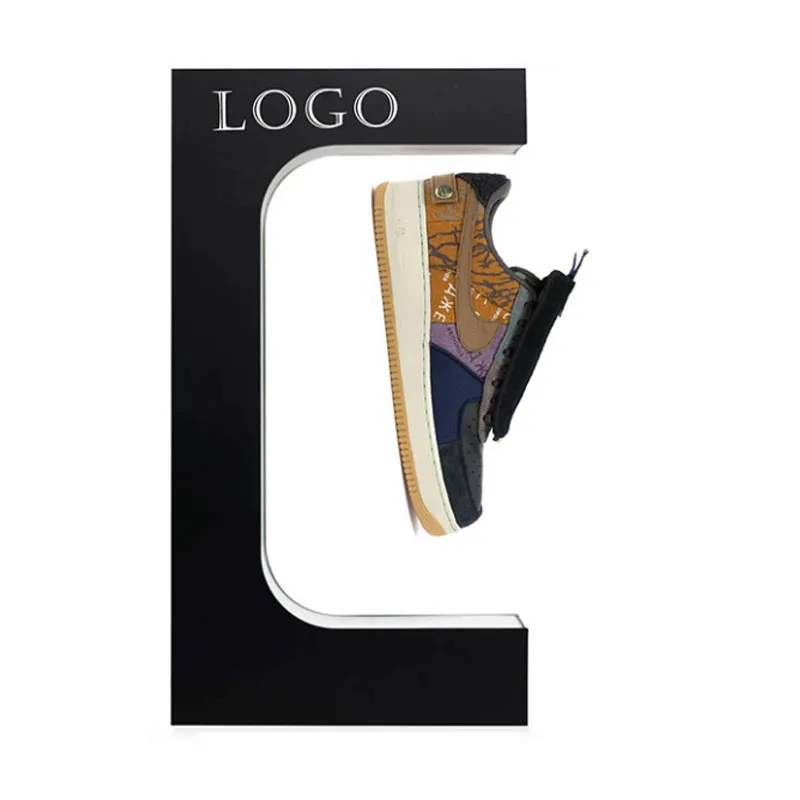 

Floating Shoe Display Magnetic Levitating Sneaker Stand Holder Rotation Acrylic Rack With LED Light For Gift Advertising