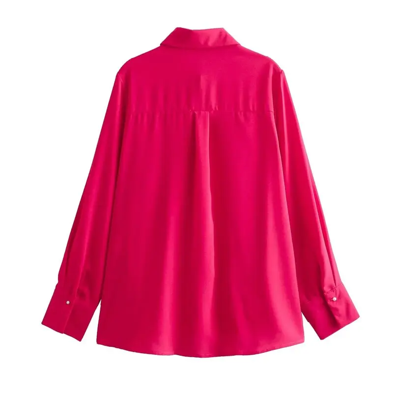 Primavera 2024 Donna irt Ele Bottone perla artificiale decorato Nuovo arrivo Vestibilità ampia Lungo Sve Versatile Sle 97052...