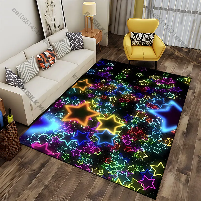Colorful glowing stars night sky carpet Yoga living room room decor children's crawling mat doormat area rug games mat