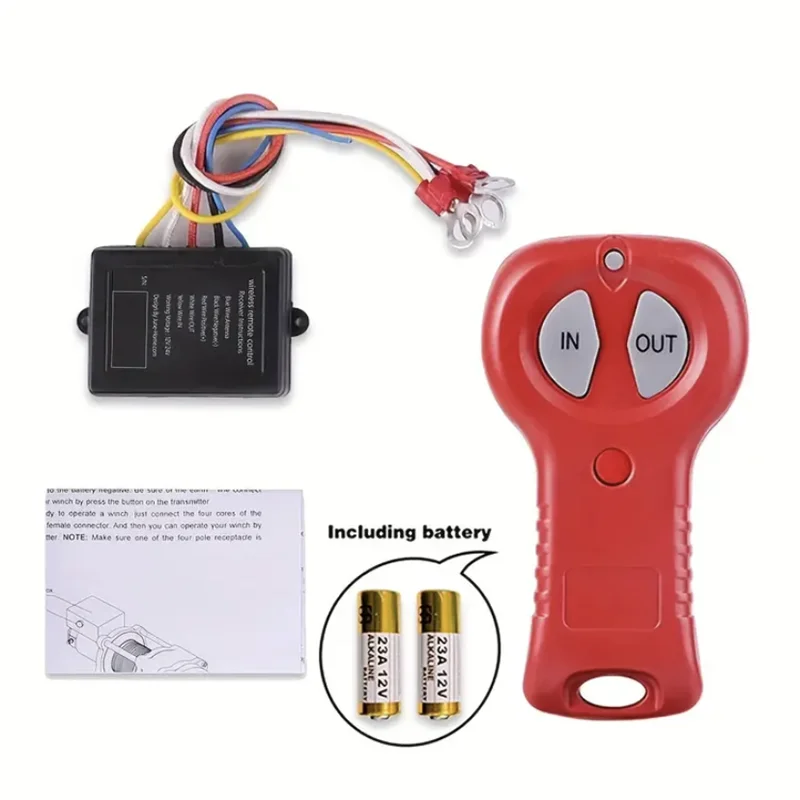 12V-24V Red Winch Wireless Remote Control Controller Set Kit For ATV Synthetic Winch Load Capacity Electric Winch Kit